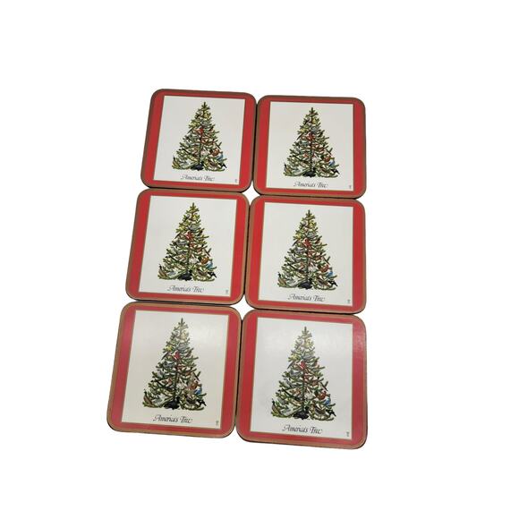 Vintage Pimpernel Acrylic America's Tree Coasters w/Cork Back Set of 6 - Picture 1 of 4